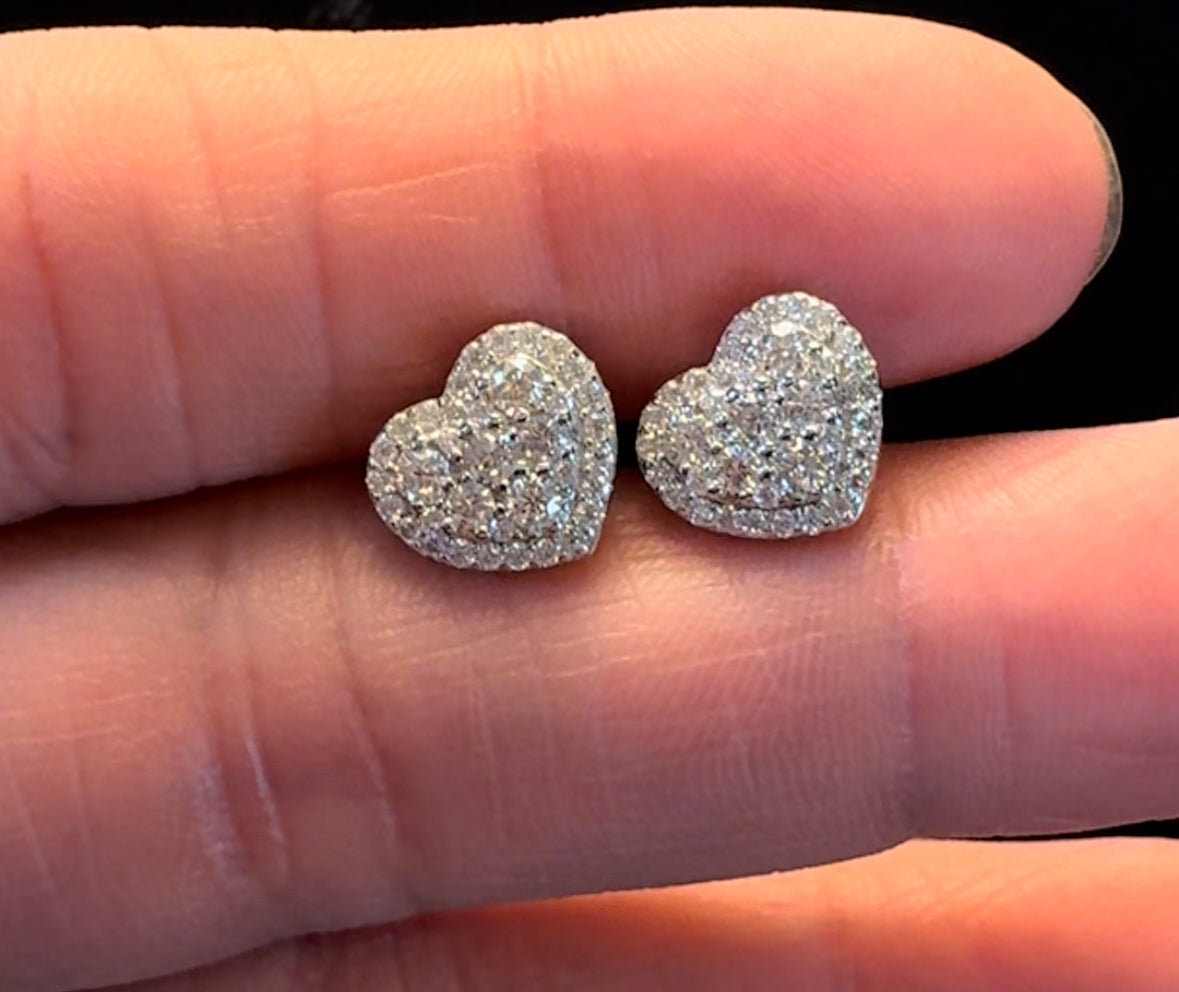 Moissanite Heart Stud